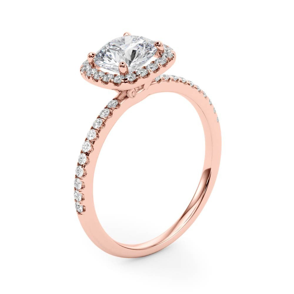 Lab Grown Round Diamond Halo Engagement Ring