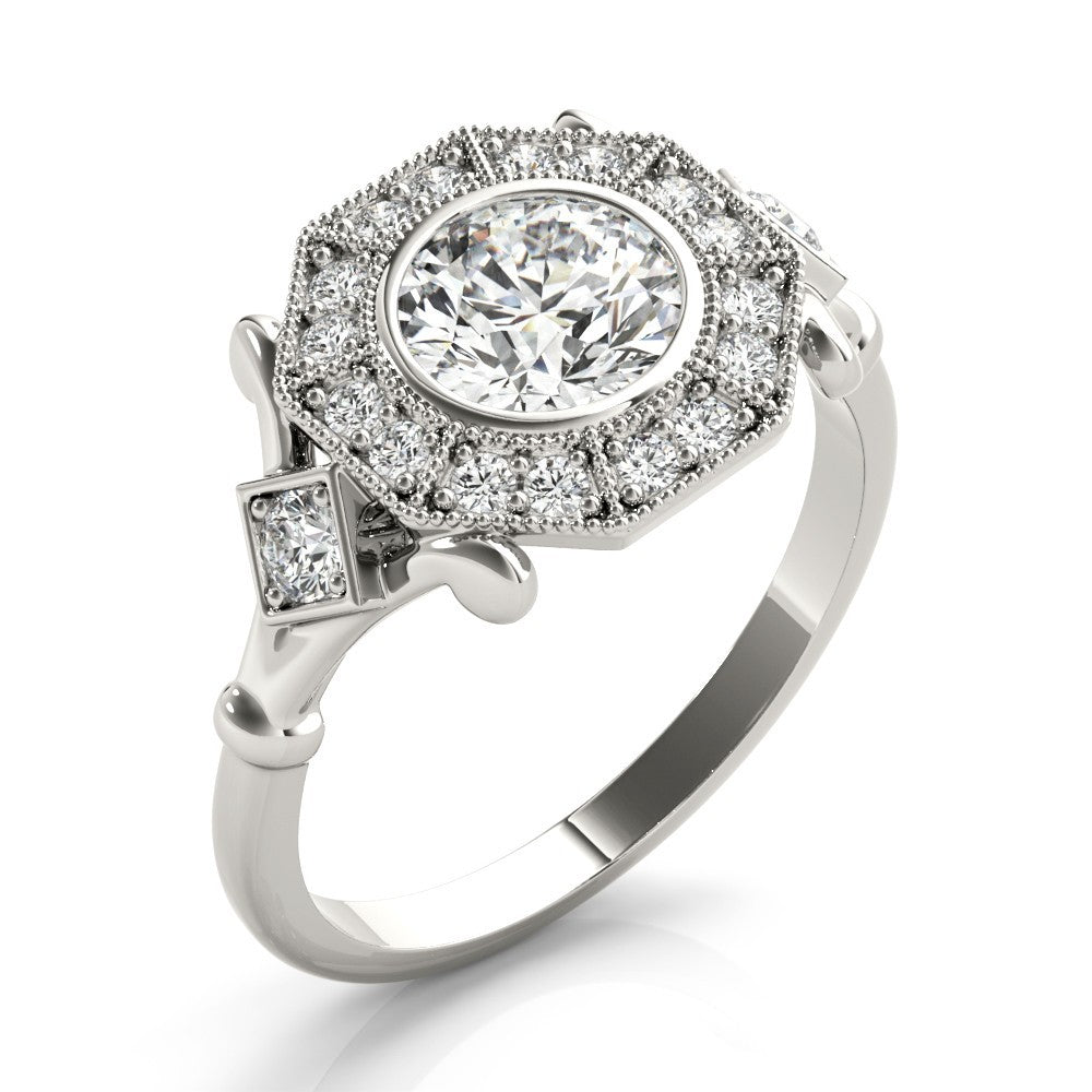 Lab-Grown Diamond Halo Engagement Ring in Platinum