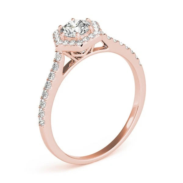 Lab Grown Round Diamond Halo Engagement Ring
