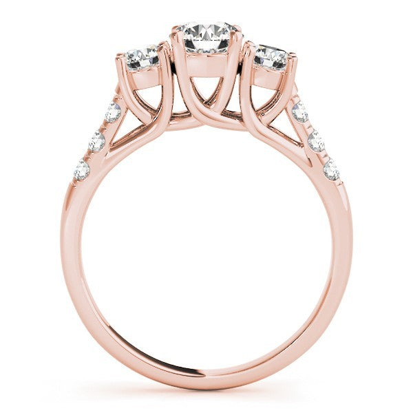 Lab Grown Round Cut Diamond 3-Stone Engagement Ring In DE/VS 0.50Ct To 2.00Ct