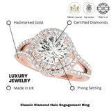 Lab Grown Round Diamond Halo Engagement Ring