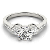 0.50Ct To 2.00Ct Lab Grown Round Diamond 3 Stone Engagement Ring Platinum