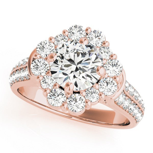 Lab Grown Round Cut Diamond Halo Engagement Ring