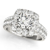 Lab Grown Round Cut Diamond Halo Engagement Ring