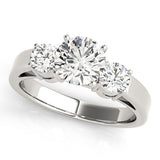 Lab Grown Round Diamond Prong Set 3 Stone Engagement Ring Platinum