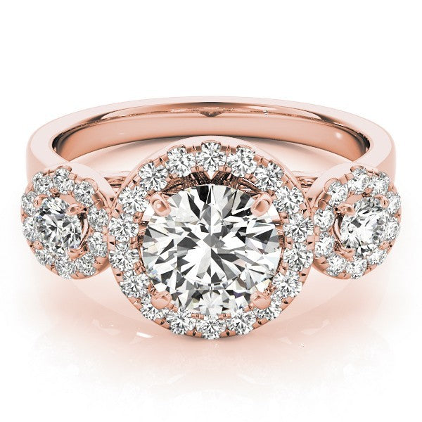 Lab Grown Round Cut Diamond Halo Engagement Ring
