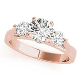 Lab Grown Round Diamond Prong Set 3 Stone Engagement Ring 950 Platinum