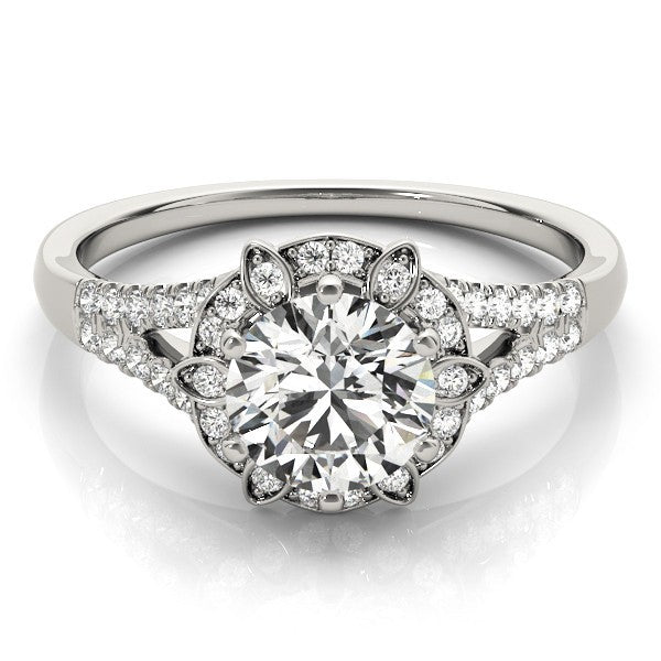2.00Ct DE/VS Lab Grown Round Diamond Halo Engagement Ring 18K Yellow Gold