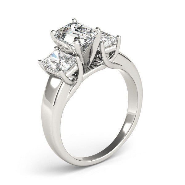 2.00 ct Emerald DE/VS Lab-Grown Diamond Trilogy Engagement Ring in 18K White Gold