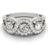 Lab Grown Round Diamond Infinity Trilogy Engagement Ring 2CT DE/VS Platinum