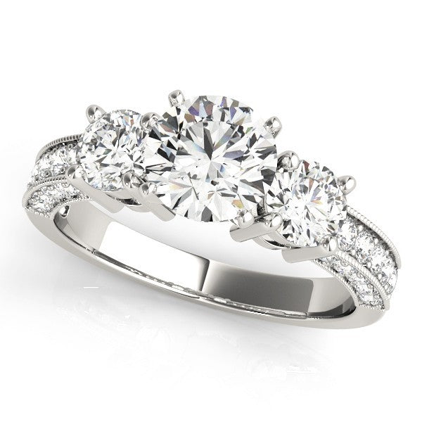Lab Grown Round Diamond Trilogy Engagement Ring Platinum 2CT DE/VS
