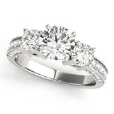 Lab Grown Round Diamond Trilogy Engagement Ring Platinum 2CT DE/VS