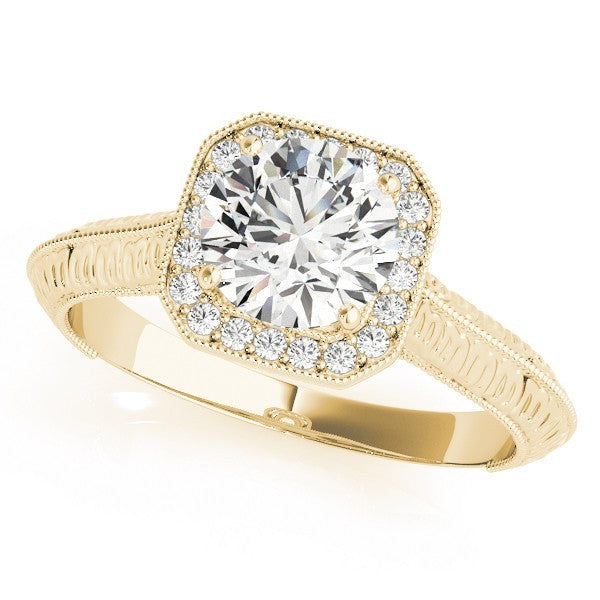 Lab Grown Round Diamond Halo Engagement Ring