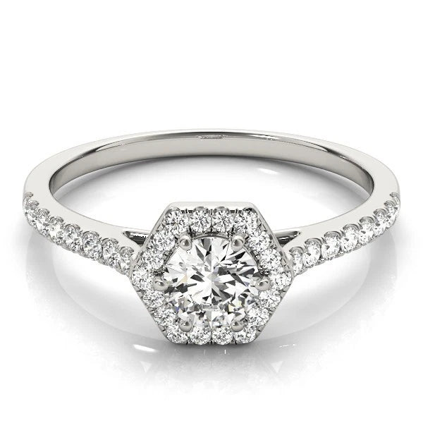Lab Grown Round Diamond Halo Engagement Ring
