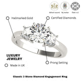 Lab-Grown Round Cut Diamond Trilogy Engagement Ring In 18K White Gold 2.00CT DE/VS