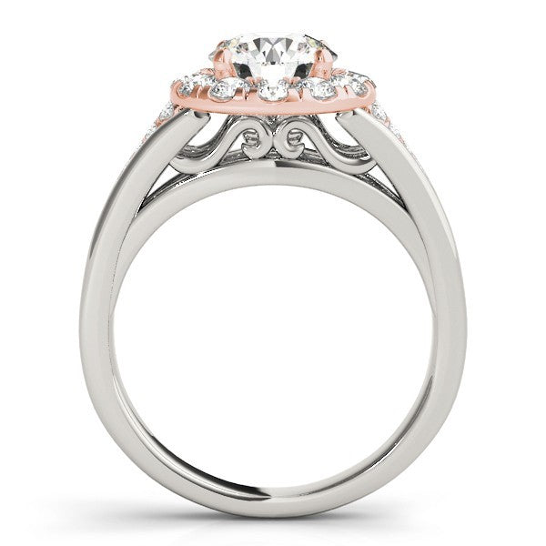 Lab Grown Round Diamond Halo Engagement Ring 18K White Gold