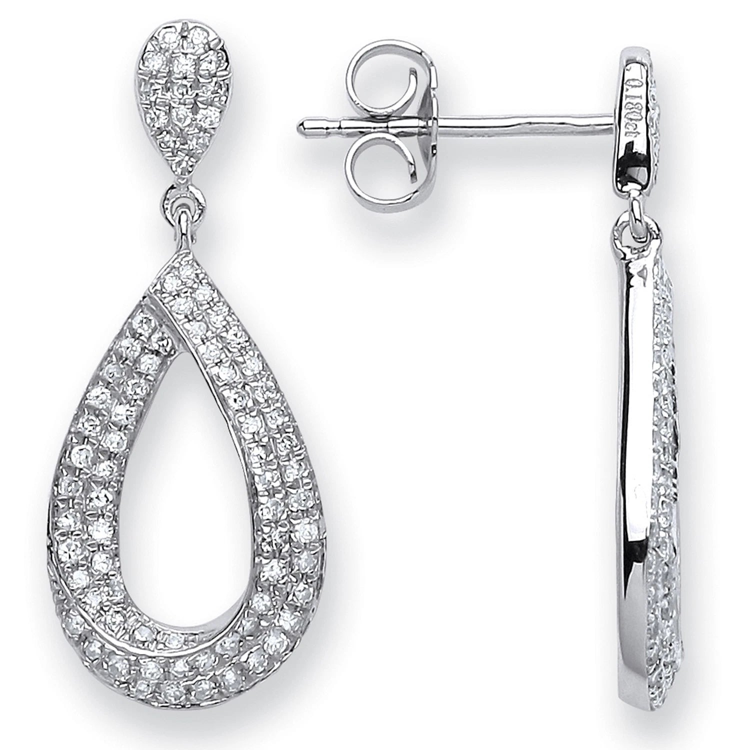 Natural Round Cut Diamond Fancy Pear Drop Earring