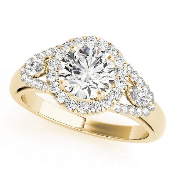 Lab Grown Round Cut Diamond Halo Engagement Ring