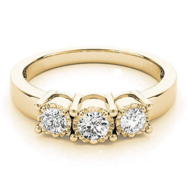 Round Lab Grown Diamond 3 Stone Engagement Ring