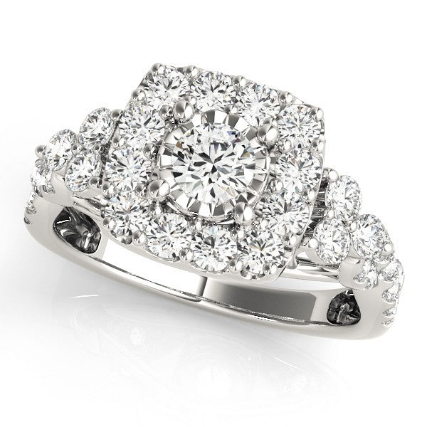Lab Grown Round Diamond Halo Engagement Ring