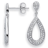 Natural Round Cut Diamond Fancy Pear Drop Earring