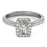 Lab Grown Emarald Diamond Halo Engagement