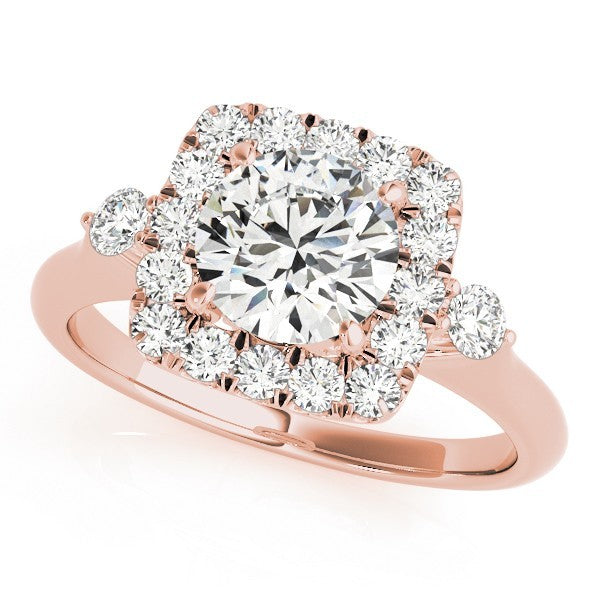 Lab Grown Round Diamond Halo Engagement Ring