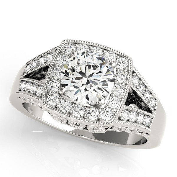 Lab Grown Round Diamond Halo Engagement Ring