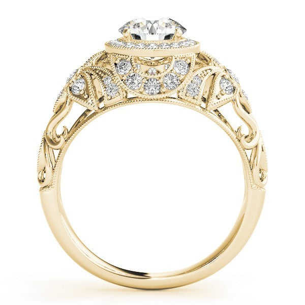 2.00Ct Lab Grown Round Diamond Halo Engagement Ring 18K Yellow Gold