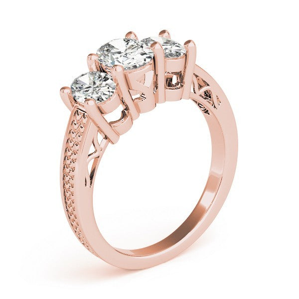 Lab-Grown Oval Diamond 3 Stone Engagement Ring In 18K White Gold