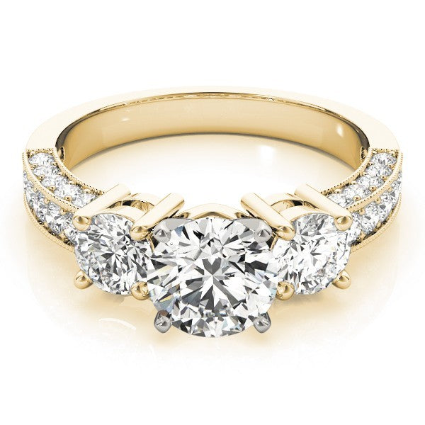 Lab Grown Round Diamond Trilogy Engagement Ring Platinum 2CT DE/VS