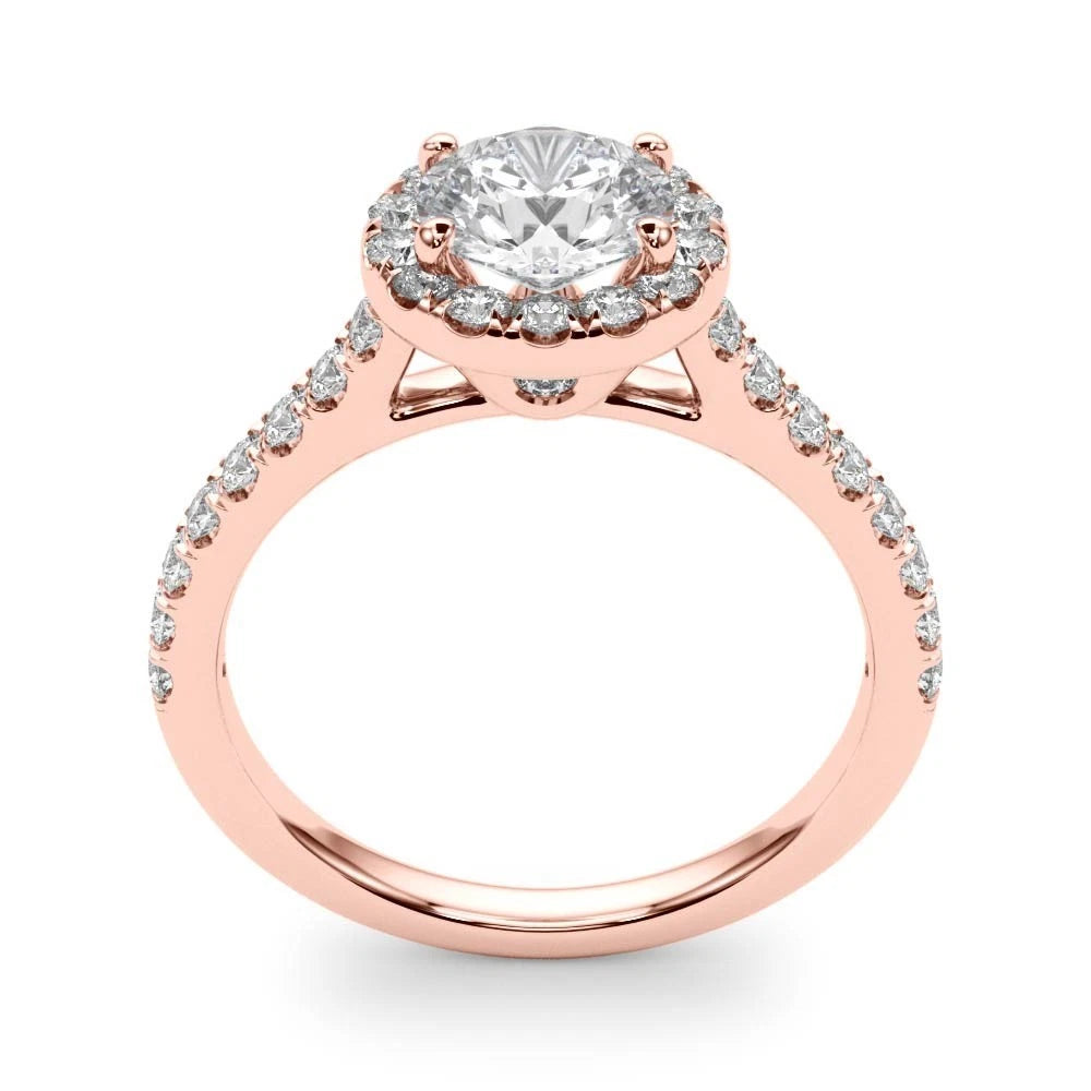 Lab Grown Round Cut Diamond Halo Engagement Ring