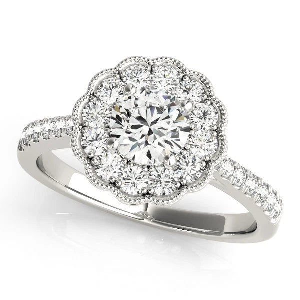 Lab Grown Round Diamond Halo Engagement Ring