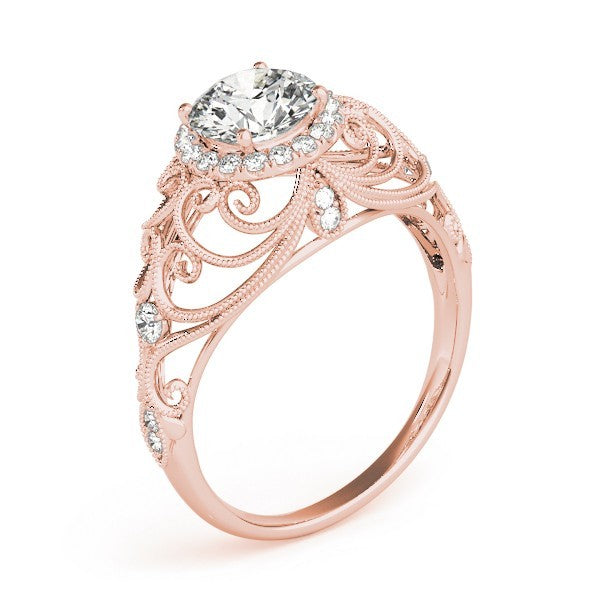 Lab Grown Round Diamond Halo Engagement Ring