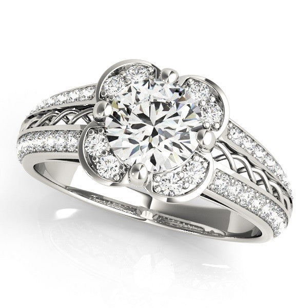 Lab Grown Round Cut Diamond Halo Engagement Ring