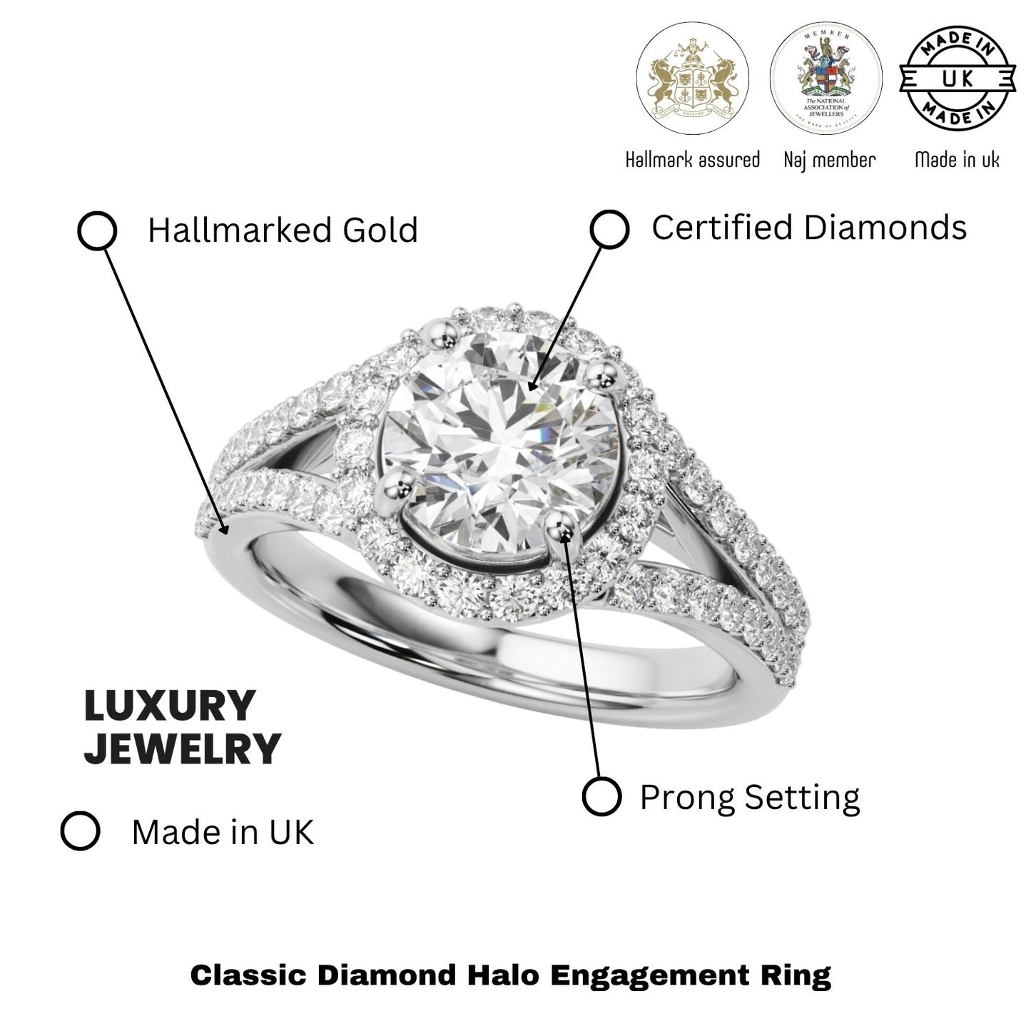 Lab-Grown Diamond Halo Engagement Ring