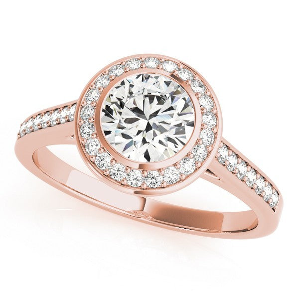 Lab Grown Round Cut Diamond Halo Engagement Ring