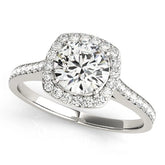 Lab Grown Round Cut DE/VS Diamond Halo Engagement Ring