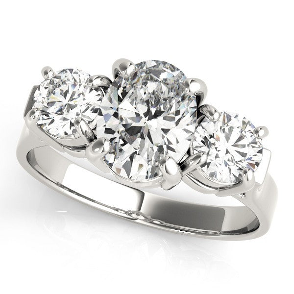 18k yellow gold Oval cut Trilogy Engagement Ring – 2Ct DE/VS Lab Grown Diamonds