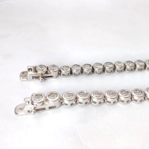 2.60 Carat Natural Round Diamond Bezel-set Tennis Bracelet 9K White Gold