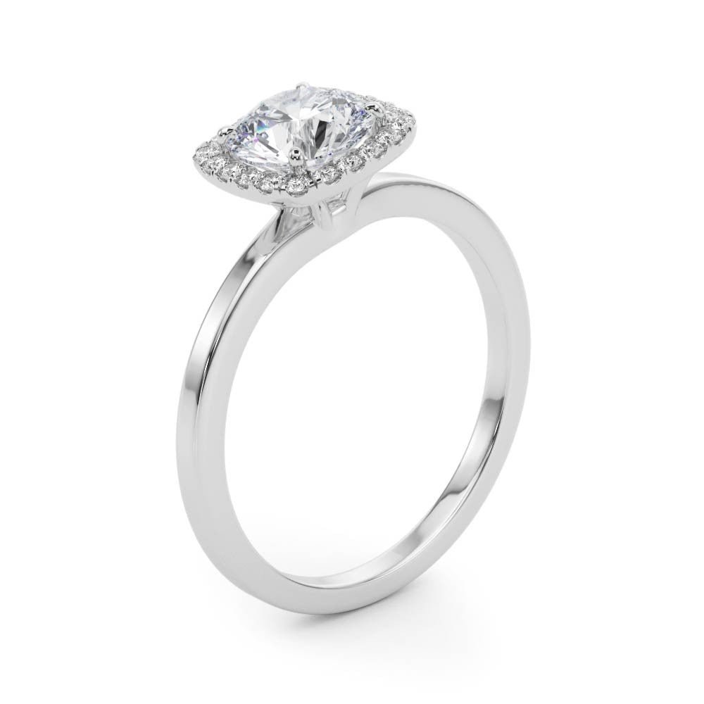 Lab Grown Round Diamond Halo Engagement Ring