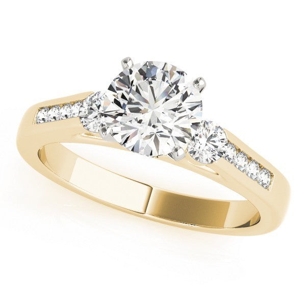 Lab Grown Round Cut Diamond Trilogy Engagement Ring Platinum