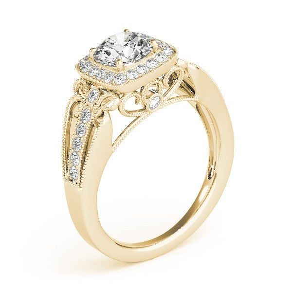 Lab Grown Round Diamond Halo Engagement Ring