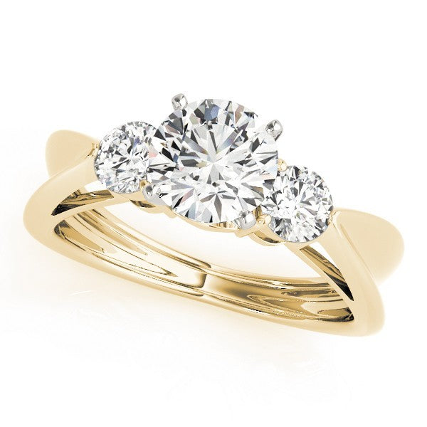 Lab Grown Round Cut Diamond Designer Trilogy Engagement Ring Platinum