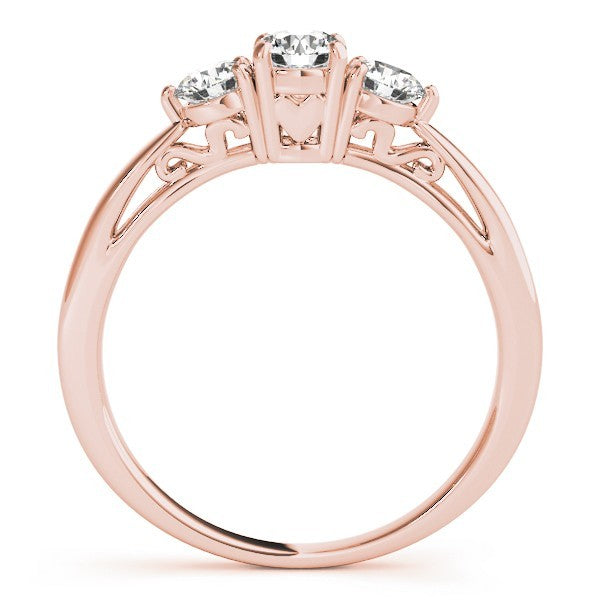 Lab Grown Round Diamond Prong Set 3 Stone Engagement Ring Platinum In DE/VS 2.00Ct
