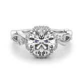 Lab-Grown Round Cut Diamond Halo Engagement Ring Platinum