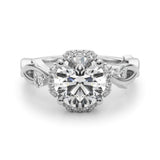 Lab-Grown Round Cut Diamond Halo Engagement Ring Platinum