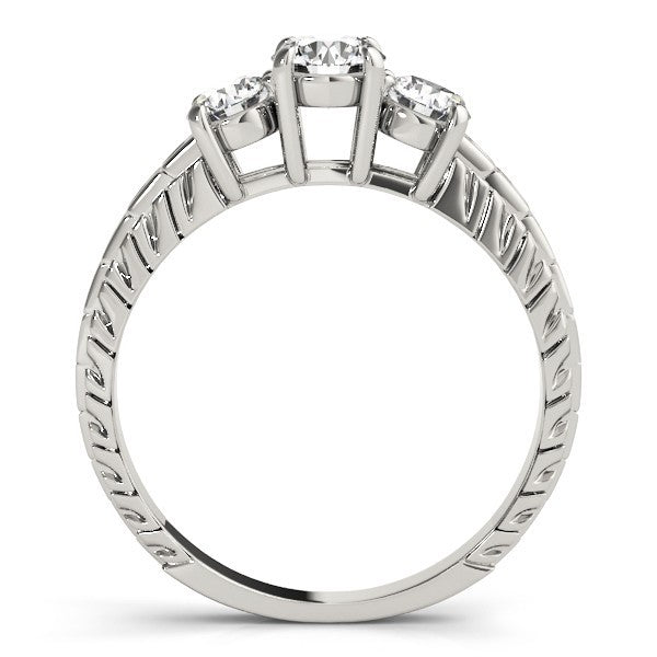 2.00Ct Lab Grown Round Diamond Art Deco 3 Stone Engagement Ring Platinum