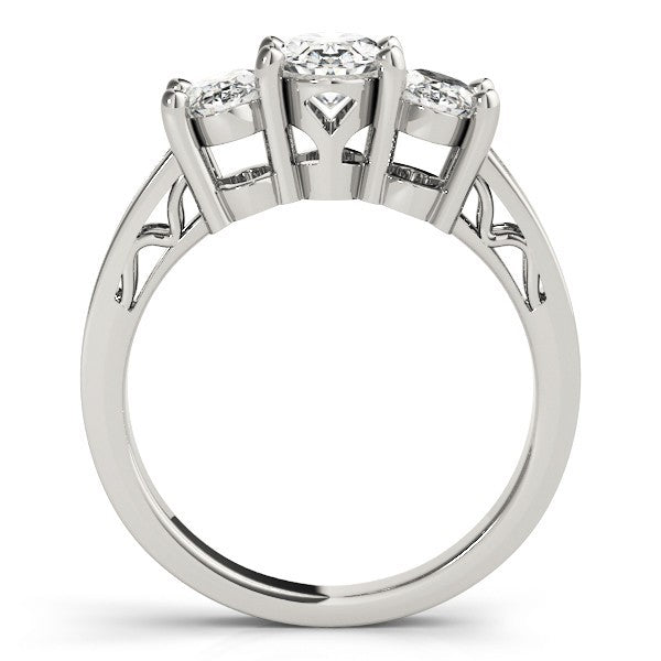 Lab-Grown Oval Diamond 3 Stone Engagement Ring In 18K White Gold