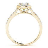 2.00Ct Lab Grown Round Diamond Halo Engagement Ring 18K Yellow Gold